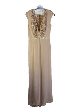 Terani Couture Champagne Beige Embellished Gown Dress Mother Bride Wedding
